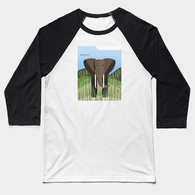 Minimal Zoo Art Series | A to Z  | Elephant Baseball T-Shirt by Rad Love